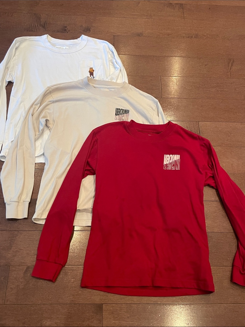 Abercrombie & Fitch Kids Long-Sleeve Tees - Red & White Set